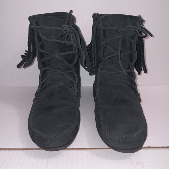 Minnetonka Shoes - MINNETONKA SUEDE FRINGE MOCCASIN ANKLE BOOTIES